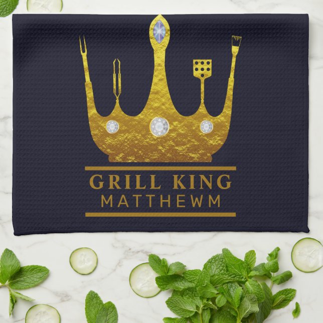 Grill King BBQ Krona marin Gör Din Egen  Kökshandduk (Vikta)