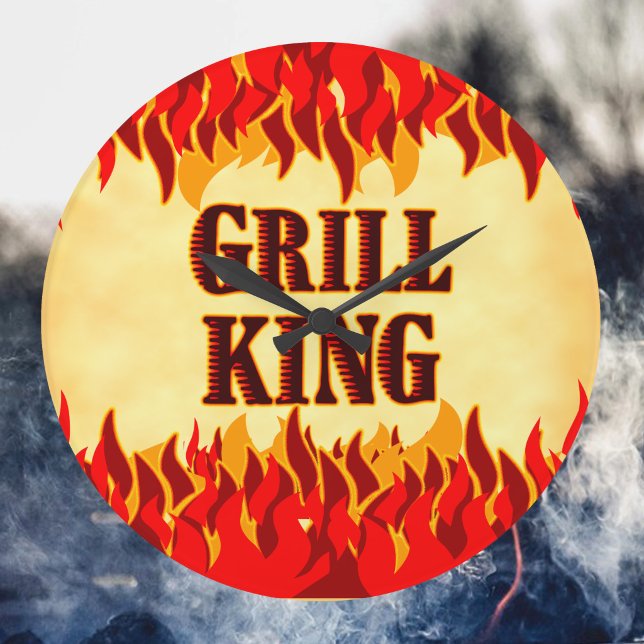 Grill King BBQ Röda Flammor Väggur (Grill King BBQ red flames wall clock)