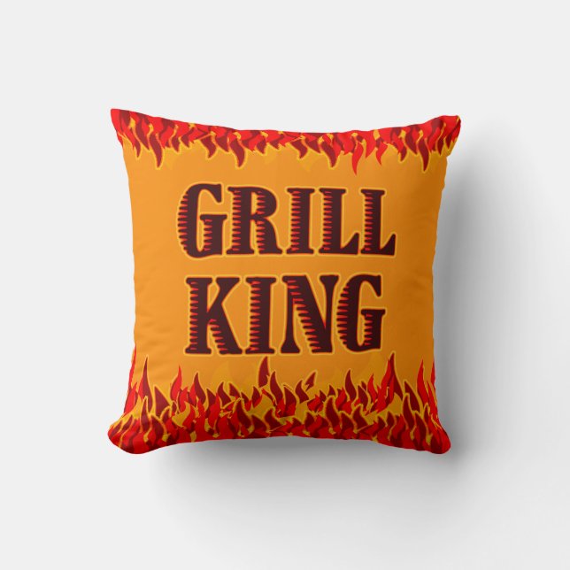 Grill King röda lågor BBQ konstkudde Kudde (Framsida)