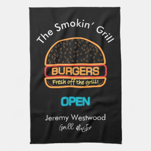 Grill Kitchen Towels Backyard Grill Master Burgers Kökshandduk