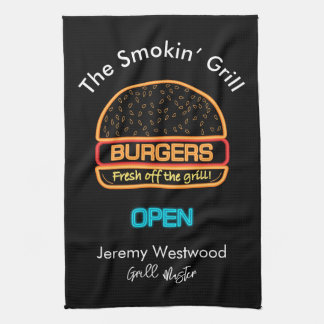 Grill Kitchen Towels Backyard Grill Master Burgers Kökshandduk