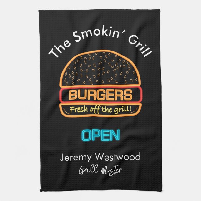 Grill Kitchen Towels Backyard Grill Master Burgers Kökshandduk (Vertikal)