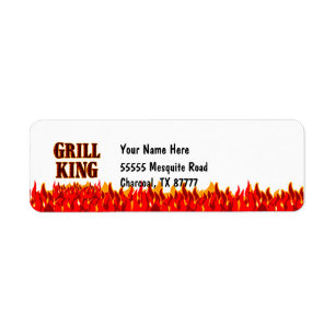 Grill Kung BBQ Slogan Returetiketters Returadress Etikett