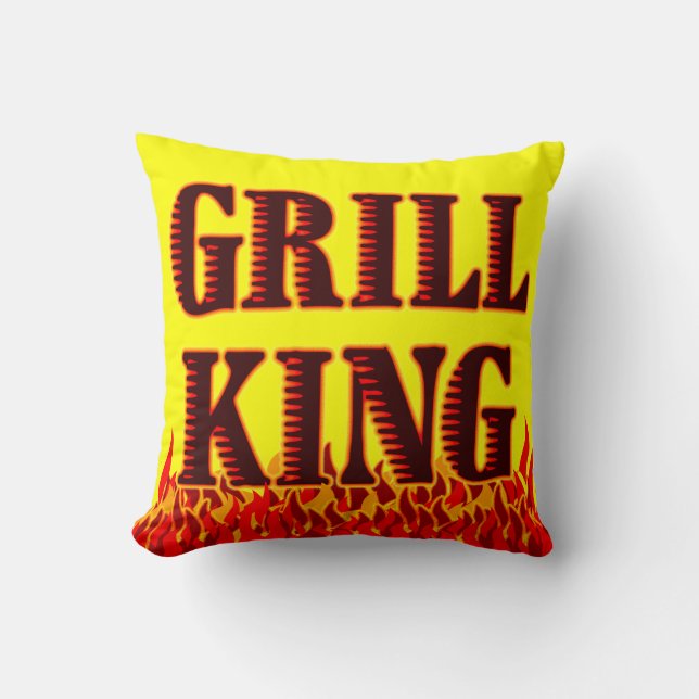 Grill Kung Red Flames BBQ Art Pillow Kudde (Framsida)
