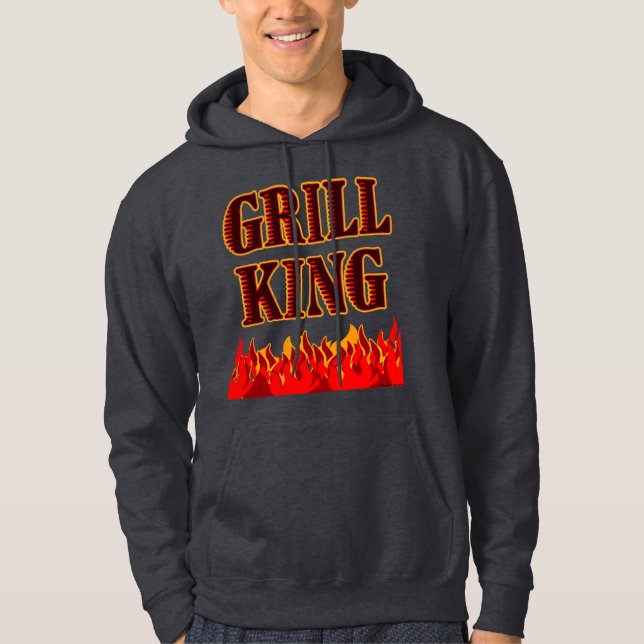 Grill Kung Red Flames BBQ Sayed Sweatshirt Med Luva (Framsida)