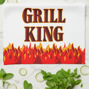 Grill Kung Red Flames Kitchen Towel Kökshandduk