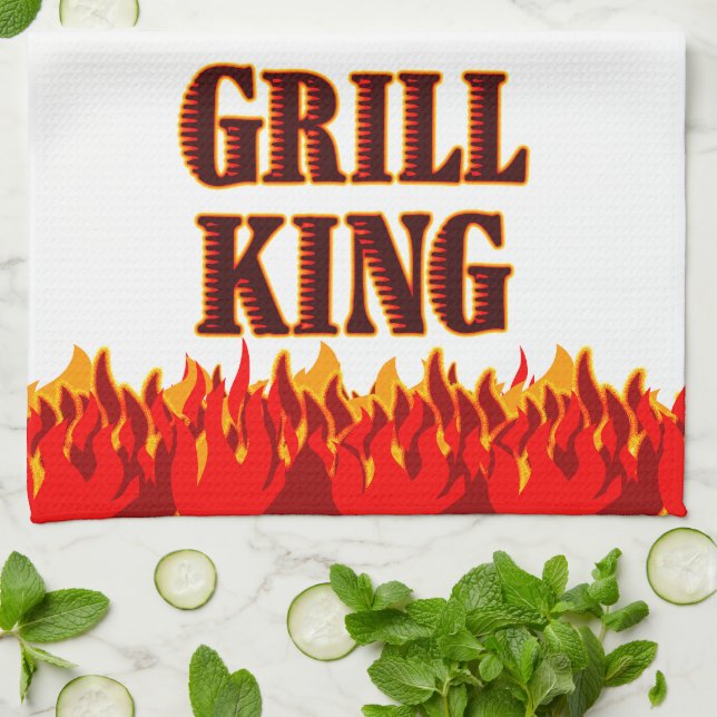 Grill Kung Red Flames Kitchen Towel Kökshandduk (Vikta)