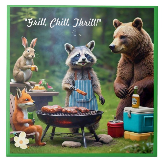 "Grill, kyla, Vild" Kakelplatta (Framsidan)