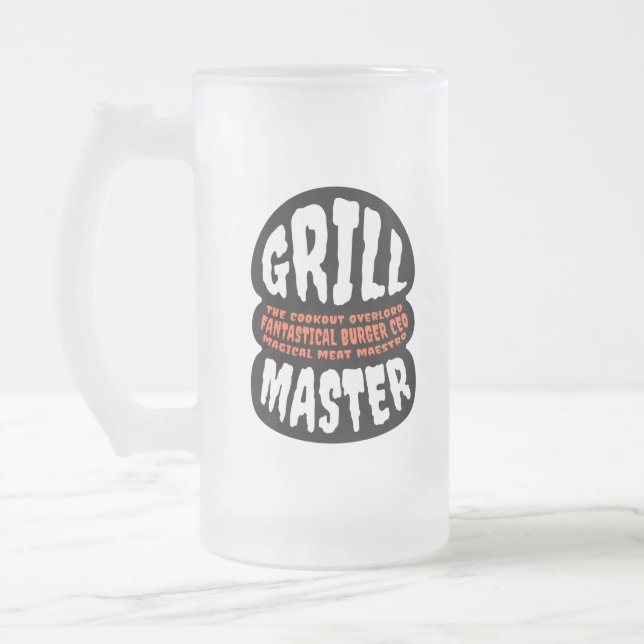 Grill Master BBQ Pappa Quote Burger Grilling Glass Frostat Ölglas (Vänster)