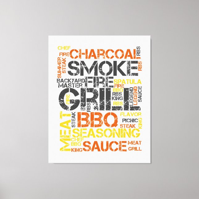 Grill Master BBQ-typografi Canvastryck (Framsida)