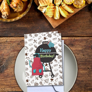 Grill Master Birthday Card med Roligt BBQ-tema Kort