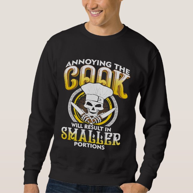 Grill Master Chef Skeleton Baker Cooking Lång Ärmad Tröja (Framsida)