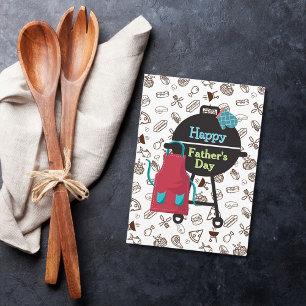 Grill Master Far's Day Card med Roligt BBQ-tema Kort