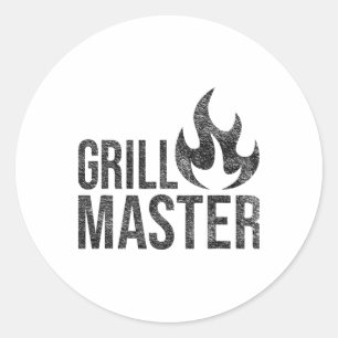 Grill Master Flame Byrbecue Bbq Smoke Char Open Fi Runt Klistermärke