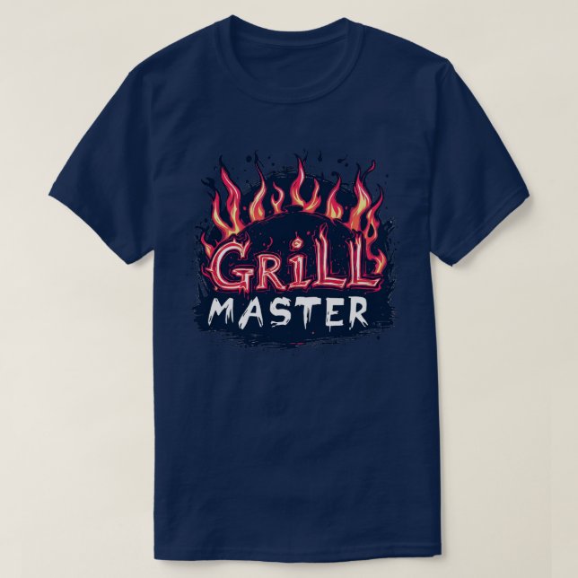 Grill Master Flaming Barbecue Cookout Typography T Shirt (Design framsida)