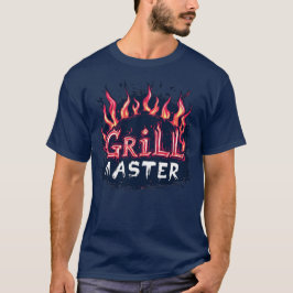 Grill Master Flaming Barbecue Cookout Typography T Shirt