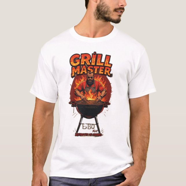 Grill Master - Förklaring vid BBQ T Shirt (Framsida)