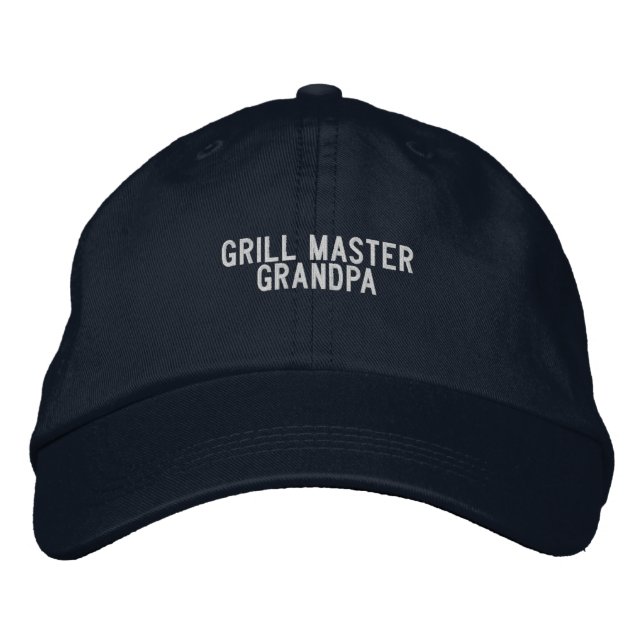 'Grill Master Grandpa' BBQ King Funny Gift  Broderad Keps (Framsida)