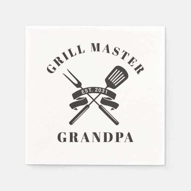 Grill Master Grandpa Best Grandfather Anpassningsb Pappersservett (Framsidan)