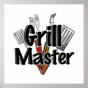 Grill Master med BBQ Verktyg Poster