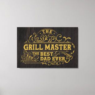 Grill Master och Best Pappa AldriFar Black Canvastryck