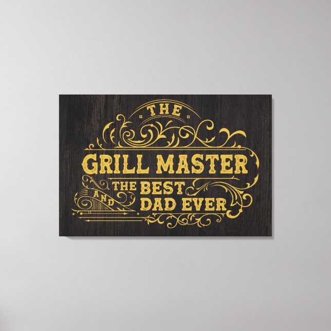 Grill Master och Best Pappa AldriFar Black Canvastryck (Framsida)