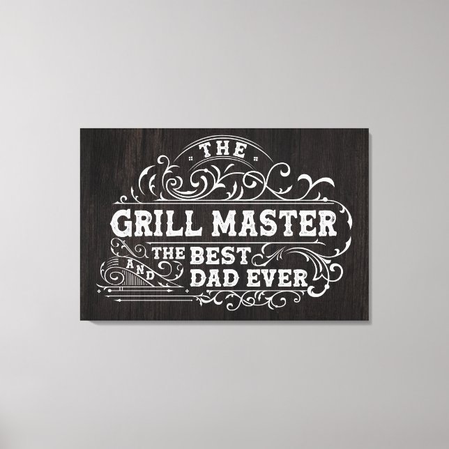 Grill Master och Best Pappa AldriFar Black Canvastryck (Framsida)