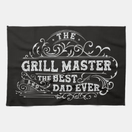 Grill Master och Best Pappa Aldrig Fars dag Black Kökshandduk