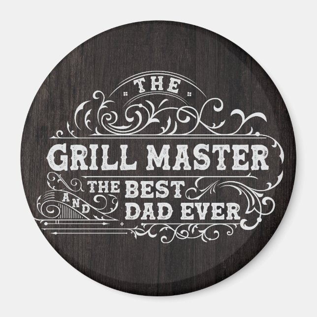 Grill Master och Best Pappa Aldrig Fars dag Black Magnet (Framsidan)