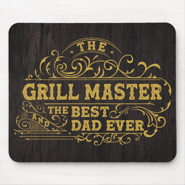 Grill Master och Best Pappa Aldrig Fars dag Black Musmatta (Framsidan)