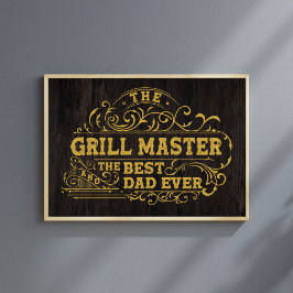 Grill Master och Best Pappa Aldrig Fars dag Black Poster