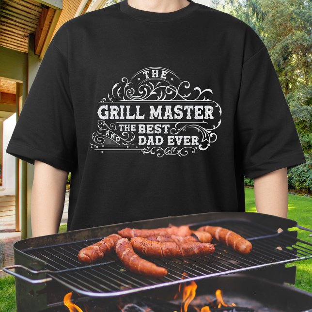 Grill Master och Best Pappa Aldrig Fars dag Black T Shirt (In situ)