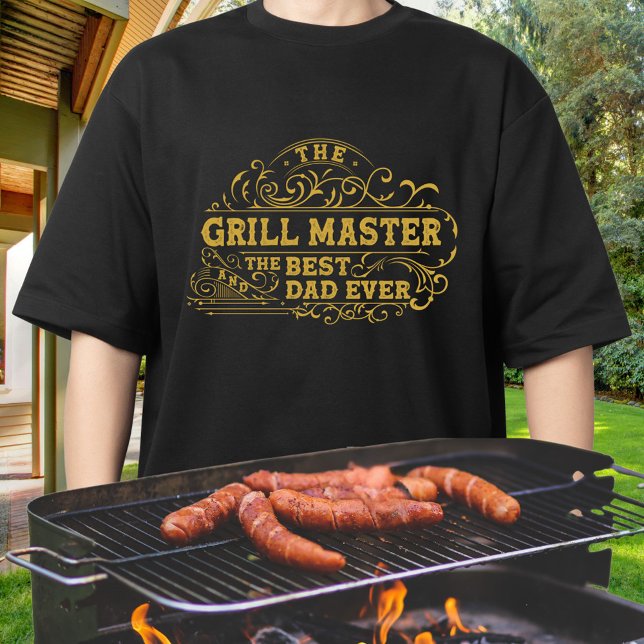Grill Master och Best Pappa Aldrig Fars dag Black T Shirt (In situ)