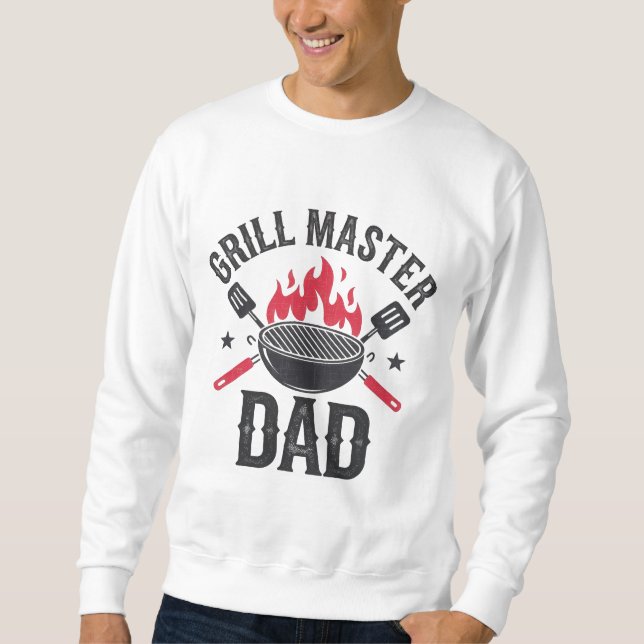 Grill Master Pappa - Funny BBQ Fars dag Gift Lång Ärmad Tröja (Framsida)