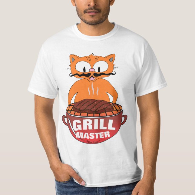 GRILL MASTER Señor Gato™ Grillning BBQ Rolig T Shirt (Framsida)