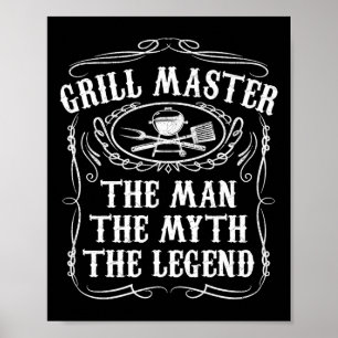 Grill Master the Man, Myth Legend Funny Bbq Smo Poster