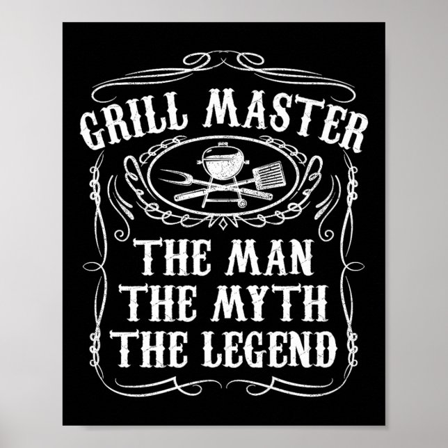 Grill Master the Man, Myth Legend Funny Bbq Smo Poster (Framsidan)