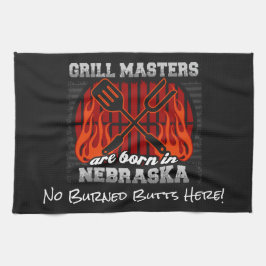 Grill Masters är född i Nebraska Add a Slogan Kökshandduk