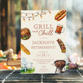 Grill och Chill Grillfest BBQ pensionsfest Inbjudningar