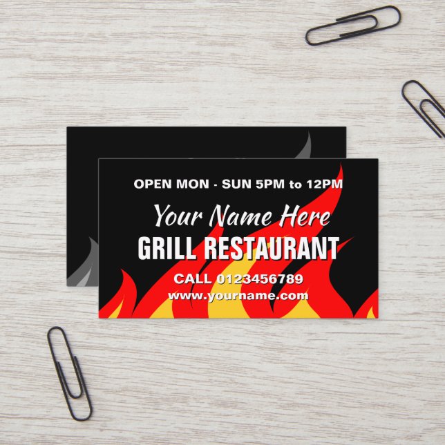 Grill och Wok restaurang visitkortsmall Visitkort (Fram/Back In Situ)
