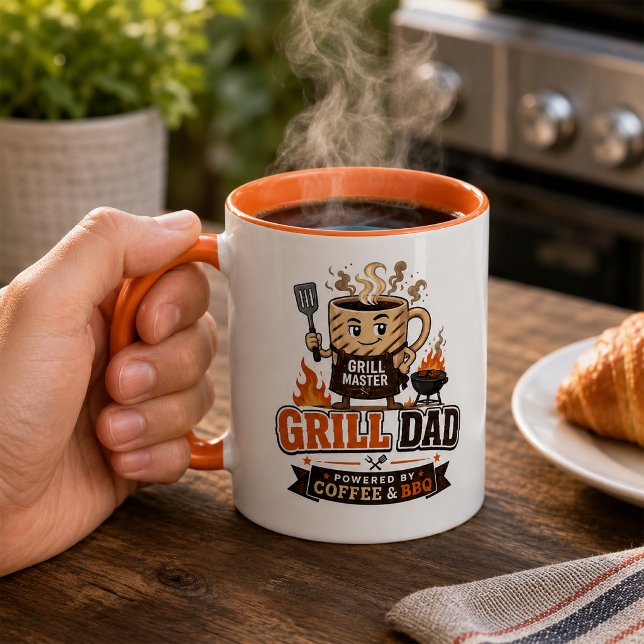 Grill Pappa BBQ Kaffe Orange Mugg Fars Dag Present (Skapare uppladdad)
