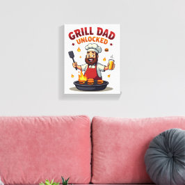 Grill Pappa olåst - Lustigt BBQ Chef Pappa Design" Canvastryck