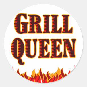 Grill Queen Funny BBQ Say Runt Klistermärke