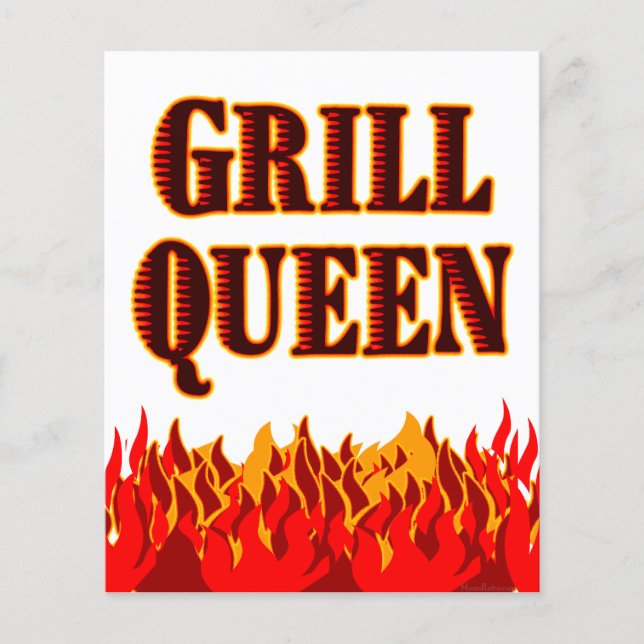 Grill Queen Red Flames Anpassningsbar Flyer-mall Flygblad (Framsidan)