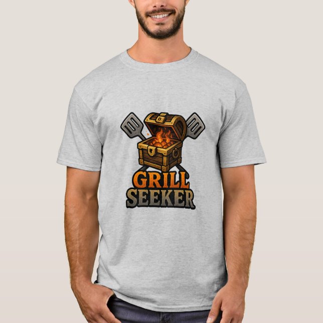 Grill Seeker - Funny BBQ Adventurer Foodie T Shirt (Framsida)