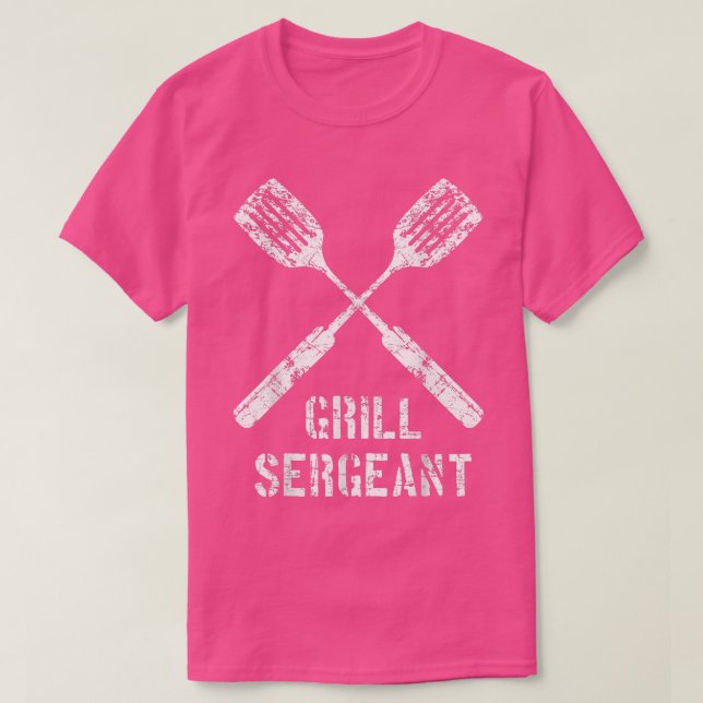Grill sergeant 2, Grilling BBQ Hobby Fars dag T Shirt (Design framsida)