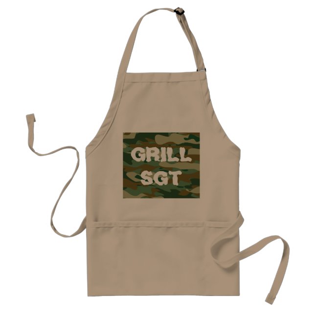 Grill sergeant BBQ apron med armékamouflage Förkläde (Framsidan)