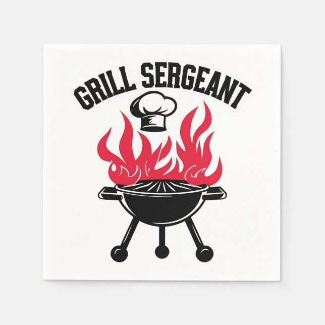 Grill Sergeant BBQ Pappa Funny Party Pappersservett (Framsidan)