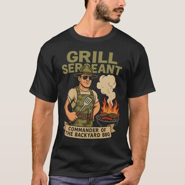 Grill sergeant - Funny Fars dag BBQ T Shirt (Framsida)