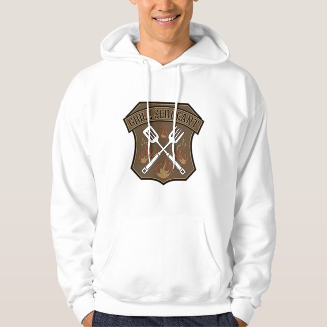 Grill Sergeant Märkesdesign med stekspade och gaff Hoodie (Framsida)